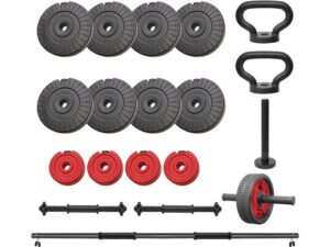 Iron Sport Tegovi set 46kg tegova 2+1 šipka ručka za zvono i točak za trbušnjake